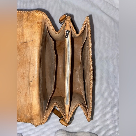 Women’s‎ VINTAGE Snake skin Leather Tan hippie boho crossbody/shoulder bag - Picture 10 of 16